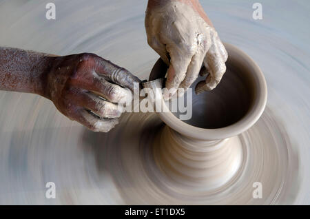 Potter making earthen pot in Bikaner at rajasthan India Asia Stock Photo
