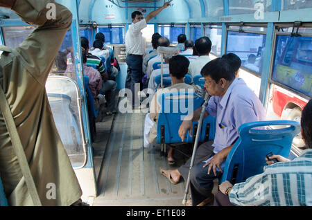 people in bus Kolkata west bengal India Asia Stock Photo