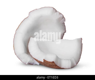 Two pieces of coconut pulp isolated on white background Stock Photo