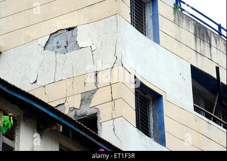 Damaged Nariman House ; after terrorist attack by Deccan Mujahideen on 26th November 2008 in Bombay Mumbai Stock Photo