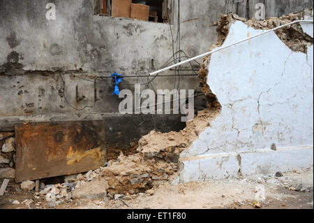 View of Nariman house at Colaba after terrorist attack by Deccan Mujahedeen on 26th November 2008 in Bombay Stock Photo