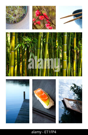 Collage of various images of Asian and Japanese lifestyle Stock Photo