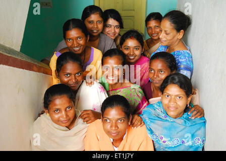 Volunteers working with tribal people, Ho tribe, tribal people, Chakradharpur, West Singhbhum, Jharkhand, India, Asia Stock Photo