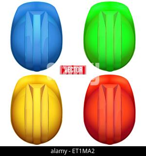 Classic miners helmets. Top view. Vector illustration on a white background Stock Vector