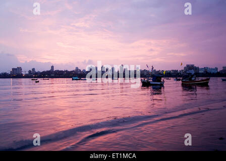 Mahim beach and Bandra bandstand at evening ; Bombay now Mumbai ; Maharashtra ; India Stock Photo