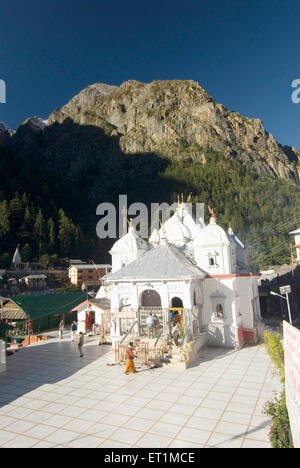 Temple of ganga river devi at Gangotri in morning time ; Uttaranchal ; India Stock Photo