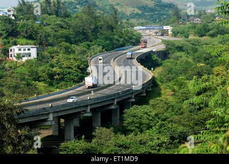 Mumbai Pune expressway highway road bridge Khandala Lonavala Maharashtra India Stock Photo