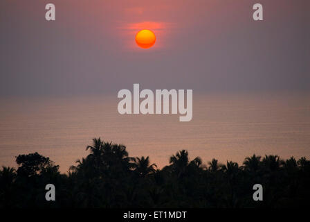 Sunset Anjarle Arabian sea Dapoli Ratnagiri Maharashtra India Asia Stock Photo