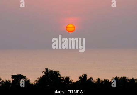 Sunset Anjarle Arabian sea Dapoli Ratnagiri Maharashtra India Asia Stock Photo