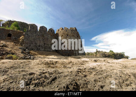 Ruins of fort Gavilgad and bastion at Chikhaldara ; district Amravati ; Maharashtra ; India Stock Photo