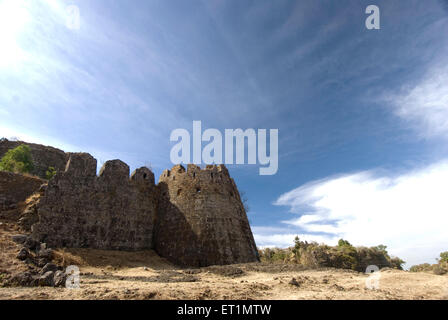 Ruins of fort Gavilgad and bastion at Chikhaldara ; district Amravati ; Maharashtra ; India Stock Photo