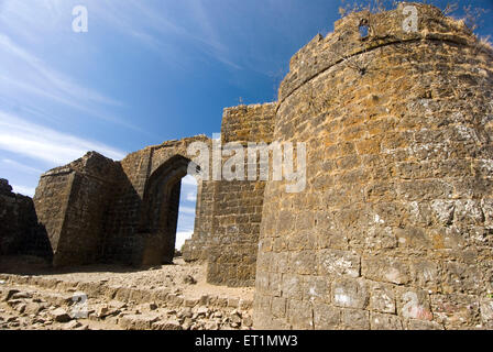 Great main gate and bastion of Gavilgad fort at Chikhaldara ; district Amravati ; Maharashtra ; India Stock Photo