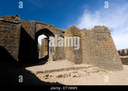 Great main gate and bastion of Gavilgad fort at Chikhaldara ; district Amravati ; Maharashtra ; India Stock Photo