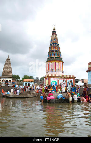 Pundalik temple on bank of river chandrabhaga at ; Pandharpur district Solapur ; Maharashtra ; India Stock Photo