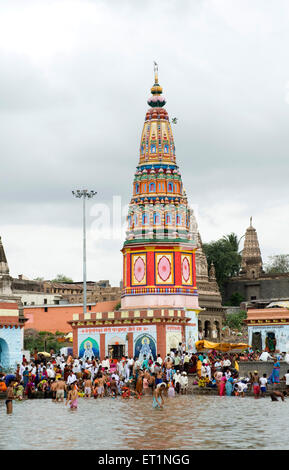 Pundalik temple on bank of river chandrabhaga at ; Pandharpur ; district Solapur ; Maharashtra ; India Stock Photo