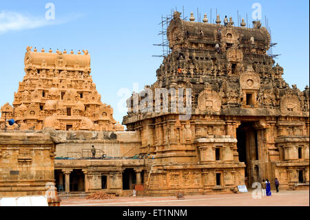 Entrance gopurams brihadeshwara temple ; Thanjavur ; Tamil Nadu ; India Stock Photo