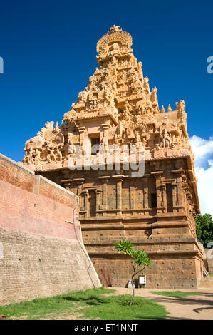Gopuram of brihadeshwara temple ; Thanjavur ; Tamil Nadu ; India Stock Photo