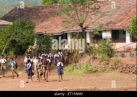 Students children boys girls of village school in Maharashtra India Asia Stock Photo