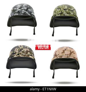 Set of Military camouflage helmets. Vector Illustration. Stock Vector