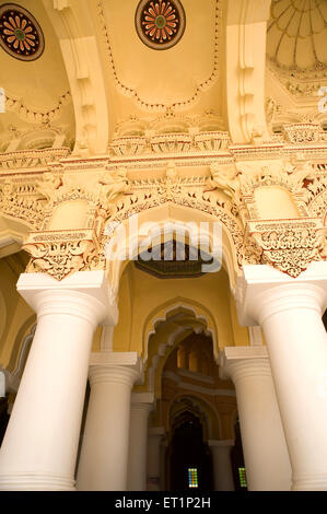 Row of columns and arches of thirumalai nayak palace ; Madurai ; Tamil Nadu ; India Stock Photo