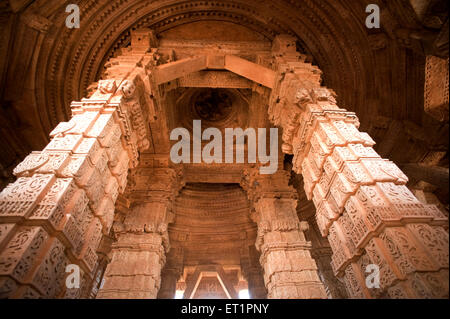 Interior of saas temple ; gwalior fort ; Madhya Pradesh ; India Stock Photo