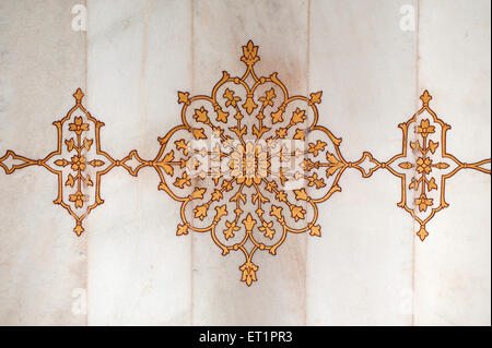 Floral designs on cenotaph of madhavrao scindia at Shivpuri ; Madhya Pradesh ; India Stock Photo