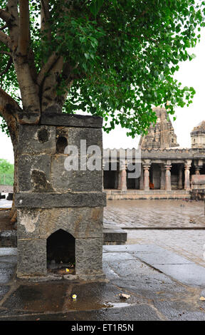 Tulsi vrindavan in stone at ardhnari nateshwar temple ; Velapur ; Solapur ; Maharashtra ; India Stock Photo