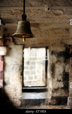 Temple bell ; Shri Kshetra Ardhanari Nateshwar temple ; Velapur ; Malshiras ; Solapur ; Maharashtra ; India ; Asia Stock Photo