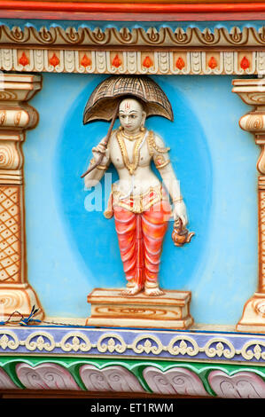 Dashavtar vishnus incarnation vamana on the wall of yamai mandir at aundh ; Satara ; Maharashtra ; India Stock Photo