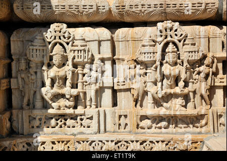 Carving on Jain shwetambar temple sat bis deori in chittorgarh rajasthan india Asia Stock Photo