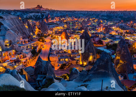 Sunset view over Goreme, Cappadocia, Turkey Stock Photo