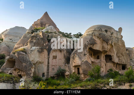 Typical fairy chimneys landscape in Rose Valley, Cappadocia, Turkey Stock Photo