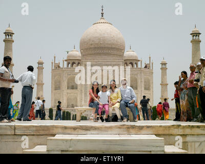 Family at Taj Mahal Agra Uttar Pradesh India MR#477 Stock Photo