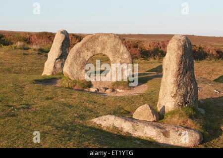 Men-An-Tol or holed stone standing stone in penwith cornwall Stock Photo