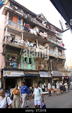 Vora chawl mass urban housing ; Khadilkar road ; Charni Road ; Bombay Mumbai ; Maharashtra ; India Stock Photo