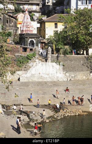 Banganga tank, Walkeshwar, Bombay, Mumbai, Maharashtra, India, Asia, Asian, Indian Stock Photo