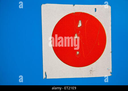 White square red round blue background, Bombay, Mumbai, Maharashtra, India, Asia, Asian, Indian Stock Photo