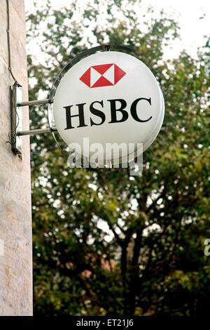 HSBC bank Signboard, Bombay, Mumbai, Maharashtra, India, Asia, Asian, Indian Stock Photo