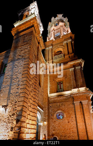 Parish Church of Our Lady of Guadalupe at night, Puerto Vallarta, Mexico Stock Photo