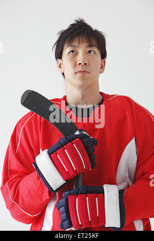 Young Male Ice Hockey Player Stock Photo