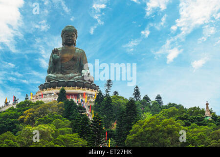 The enormous Tian Tan Buddha at Po Lin Monastery in Hong Kong. Stock Photo