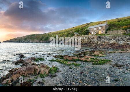 Cottages at Port Quin a tiny fishing hamlet on near Port Isaac in Cornwall Stock Photo
