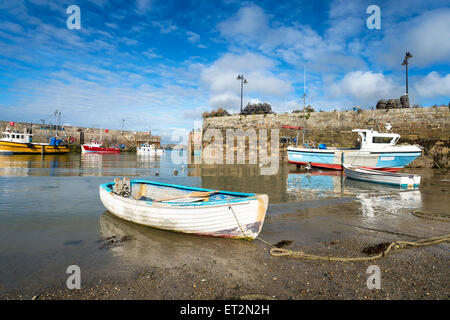 Fishing boats at Newquay harbour in Cornwall Stock Photo
