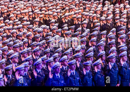 Swearing of 1500 new police officers in the in Dortmund, over 6000 family members and friends were watching the ceremony.