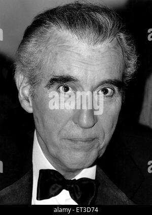 (dpa) - The legendary British actor Christopher Lee (filer of 1987) celebrates his 80th birthday on 27 May 2002. The world-famous star was born in London in 1922 and first appeared on screen in 1947. He holds the world record with almost 300 screen credits, often playing a villain or monster. His appearances as Dracula, Dr. Fu Man Chu, the Mummy or Frankenstein are unforgettable. His last role was the magician Saruman in 'The Lord of the Rings - The Fellowship of the Ring' in 2001. Stock Photo