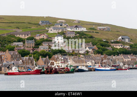 The town of Stromness on Orkney Mainland, seen from the sea. Stock Photo