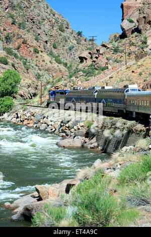 Royal Gorge Route Railroad and Arkansas River, Canon City, Colorado USA Stock Photo