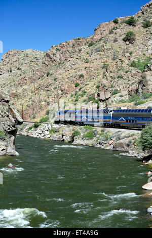 Royal Gorge Route Railroad and Arkansas River, Canon City, Colorado USA Stock Photo