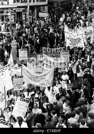 Nurses Protest march about Wages, Newcastle, 8th May 1974. WE DEMAND ...