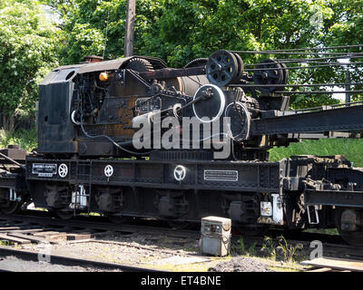 vintage rail crane at Loughborough station, on the Great Central Railway in Leicestershire,UK Stock Photo